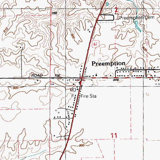 Topographic Map of Preemption, IL