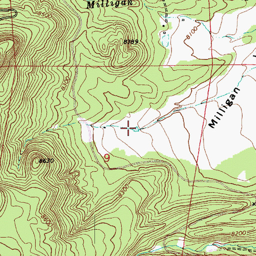 Topographic Map of Milligan Valley Tank Number 1, AZ