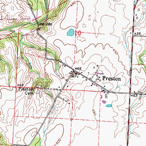 Topographic Map of Preston, IL