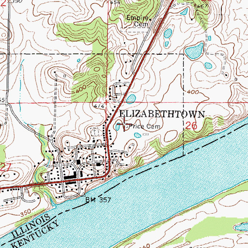 Topographic Map of Price Cemetery, IL