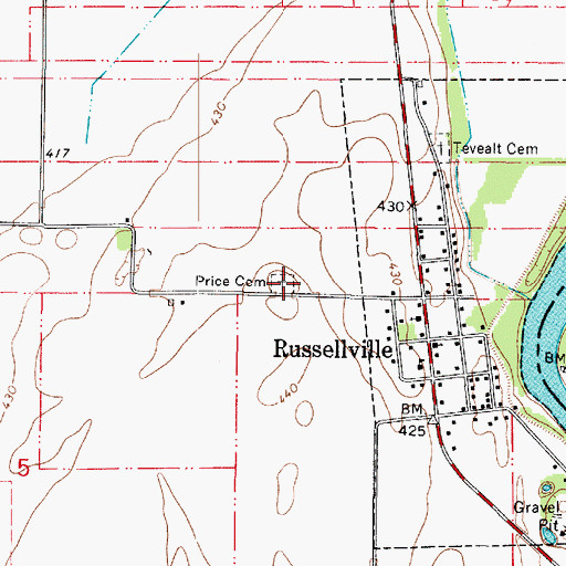 Topographic Map of Price Cemetery, IL
