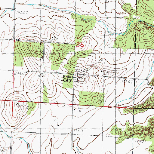 Topographic Map of Price Cemetery, IL