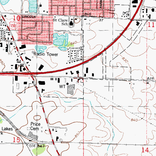 Topographic Map of Price School (historical), IL