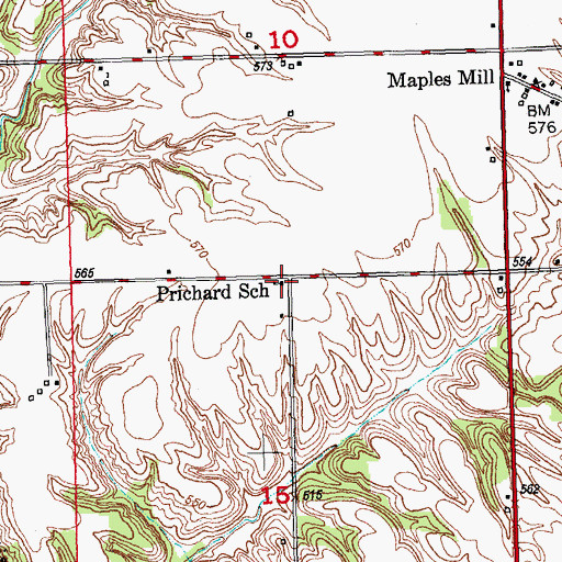 Topographic Map of Prichard School (historical), IL
