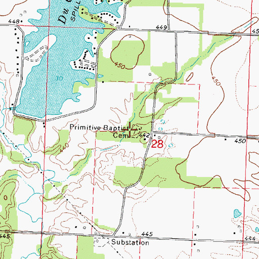 Topographic Map of Primitive Baptist Cemetery, IL
