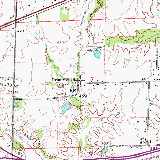 Topographic Map of Primitive Church, IL