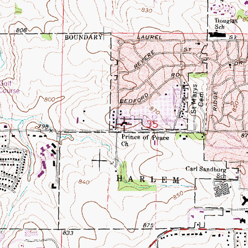 Topographic Map of Prince of Peace Lutheran Church, IL
