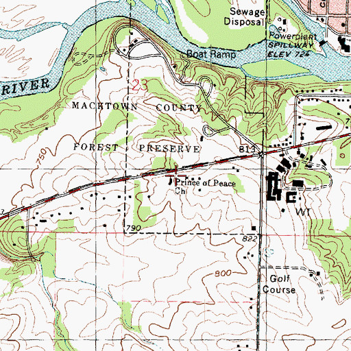 Topographic Map of Prince of Peace Lutheran Church, IL