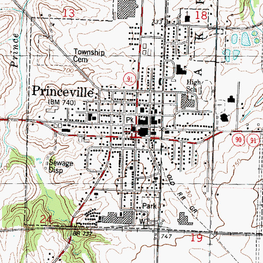 Topographic Map of Princeville, IL