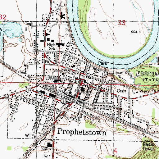 Topographic Map of Prophetstown, IL