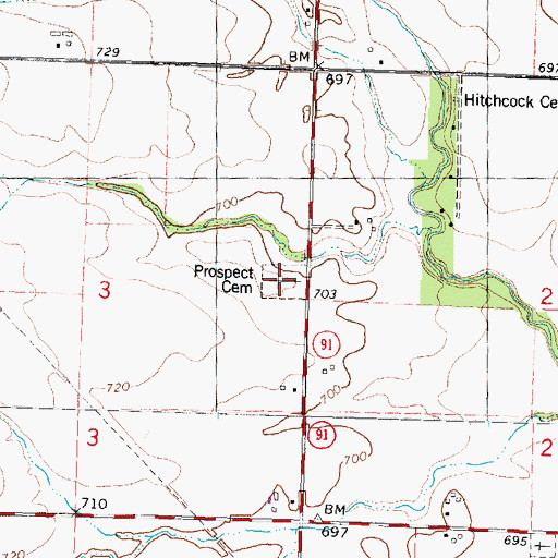 Topographic Map of Prospect Cemetery, IL