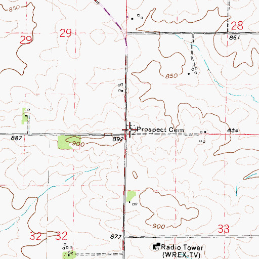 Topographic Map of South Burritt Cemetery, IL