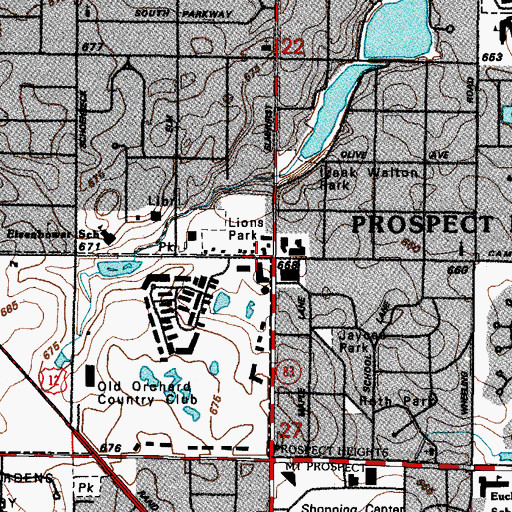 Topographic Map of Prospect Heights, IL