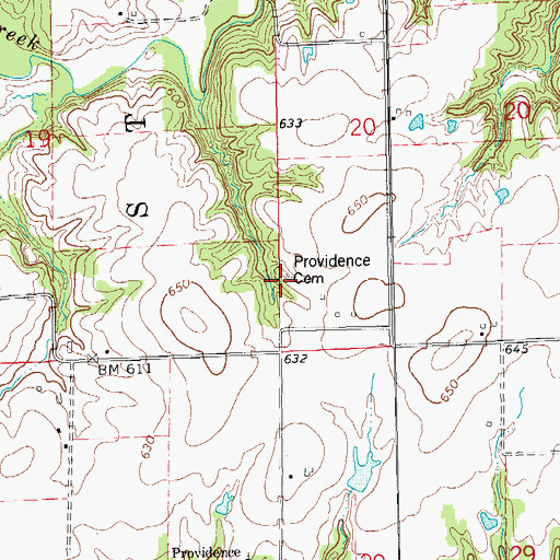 Topographic Map of Providence Cemetery, IL