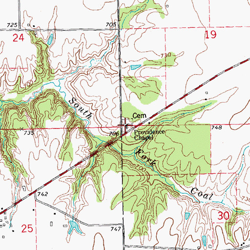 Topographic Map of Providence Chapel, IL