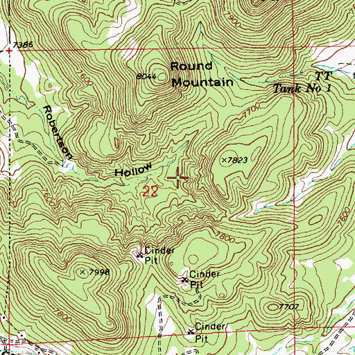 Topographic Map of Robertson Tank, AZ