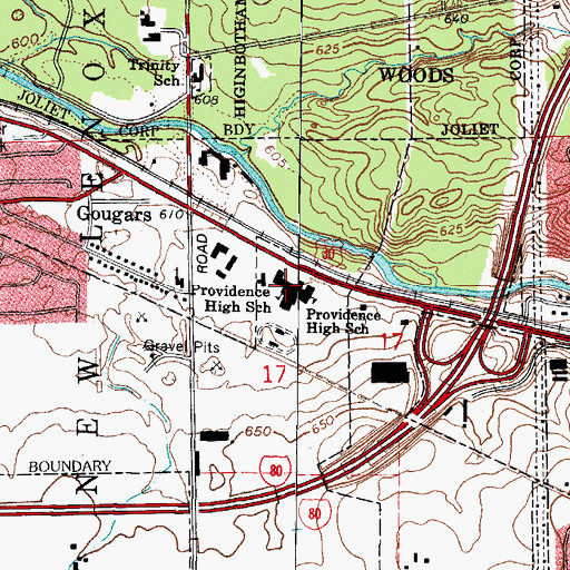 Topographic Map of Providence Catholic High School, IL