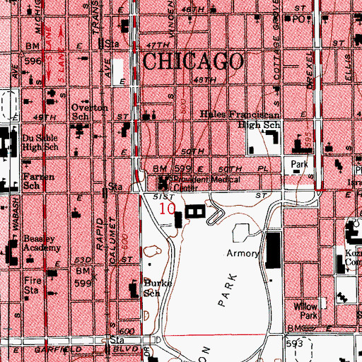 Topographic Map of Provident Hospital of Cook County, IL