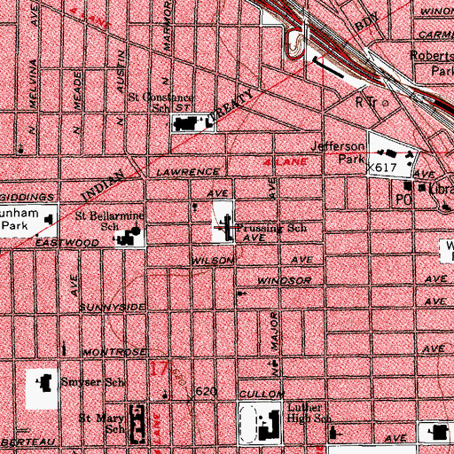 Topographic Map of Prussing Elementary School, IL