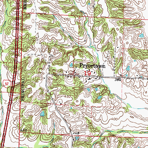Topographic Map of Pryortown, IL