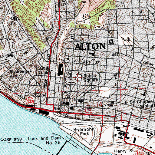 Topographic Map of Public Square, IL