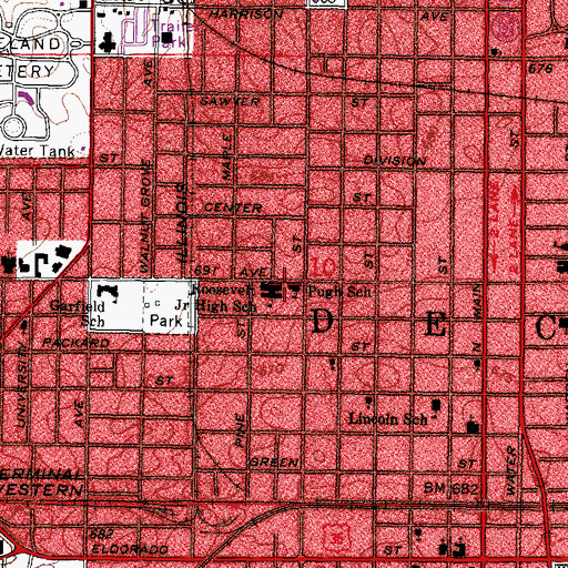 Topographic Map of Pugh School, IL