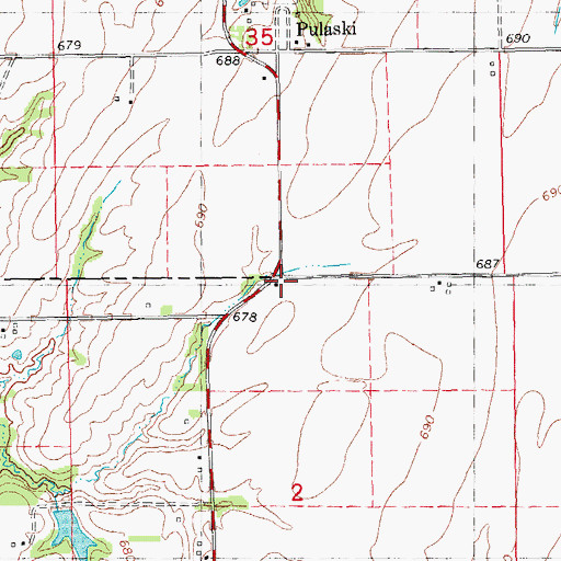 Topographic Map of Pulaski School (historical), IL