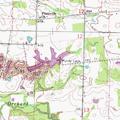 Topographic Map of Pulley Cemetery, IL