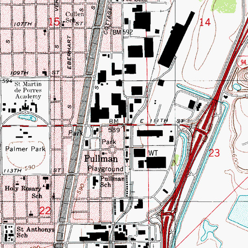 Topographic Map of Pullman, IL