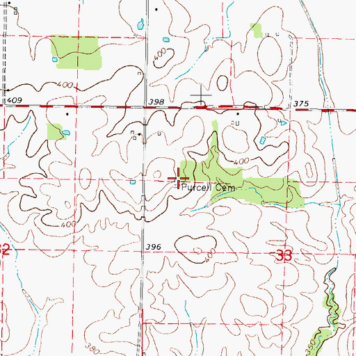 Topographic Map of Garrett Cemetery, IL