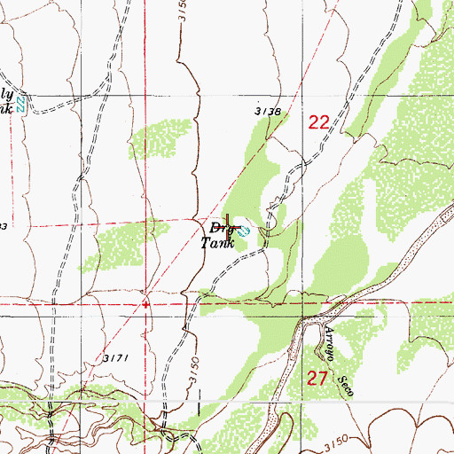Topographic Map of Dry Tank, AZ
