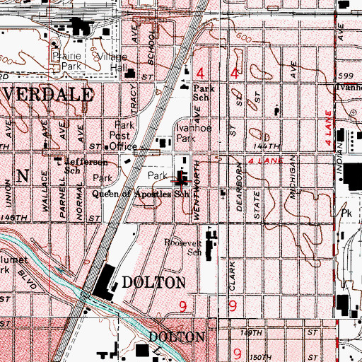 Topographic Map of Queen of Apostles School (historical), IL