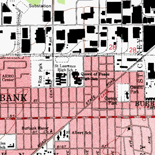 Topographic Map of Queen of Peace High School, IL