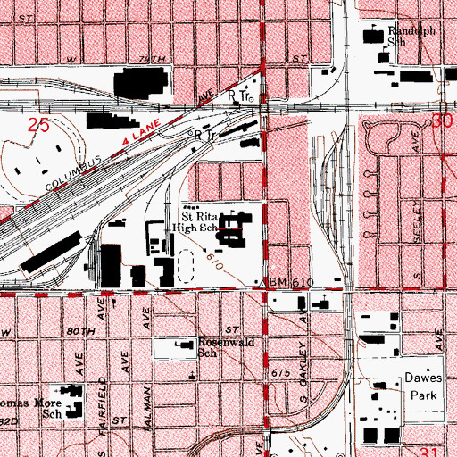 Topographic Map of Quigley Seminary, IL