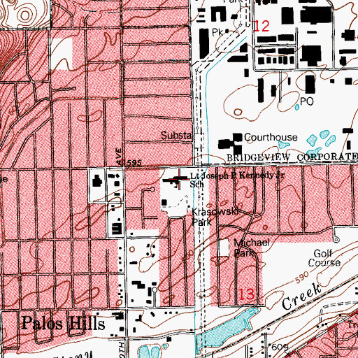 Topographic Map of Quin School, IL