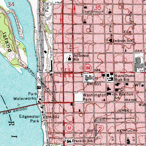 Topographic Map of Quincy, IL