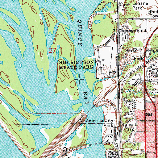 Topographic Map of Quincy Bay, IL