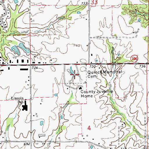 Topographic Map of Quincy Memorial Park Cemetery, IL
