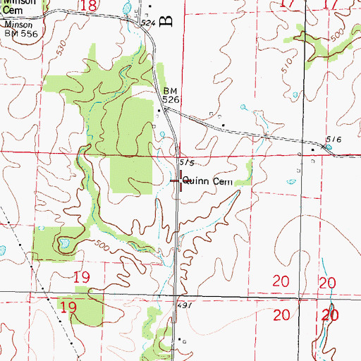 Topographic Map of Quinn Cemetery, IL
