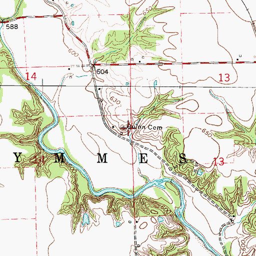 Topographic Map of Quinn Cemetery, IL