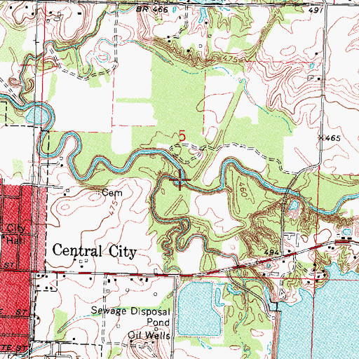 Topographic Map of Raccoon Creek, IL