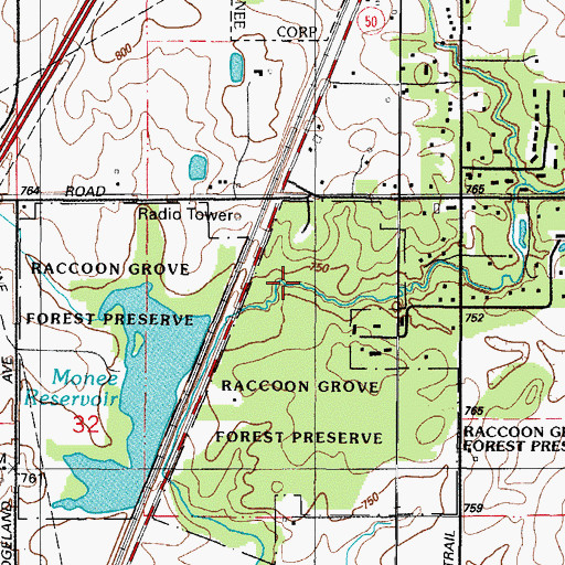 Topographic Map of Raccoon Grove, IL