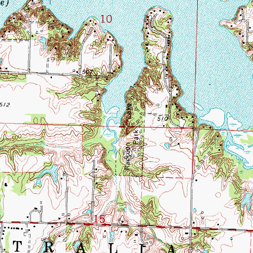 Topographic Map of Raccoon Lake Park, IL