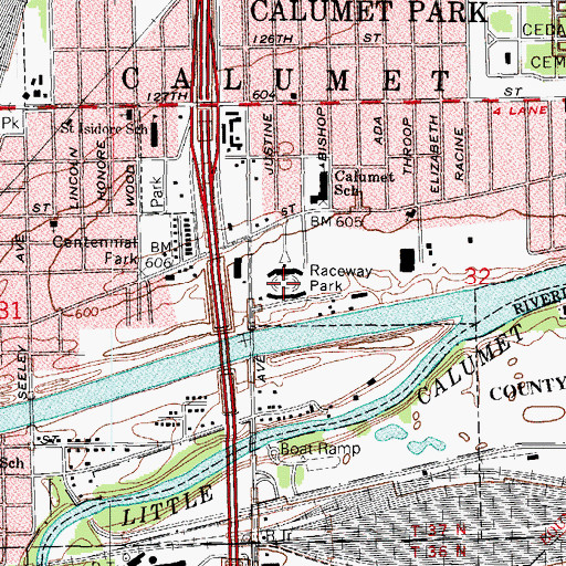 Topographic Map of Raceway Park, IL