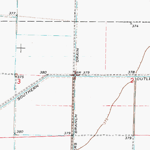 Topographic Map of Raders Branch Drain, IL