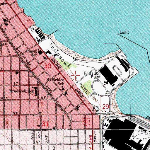 Topographic Map of Rainbow Park, IL