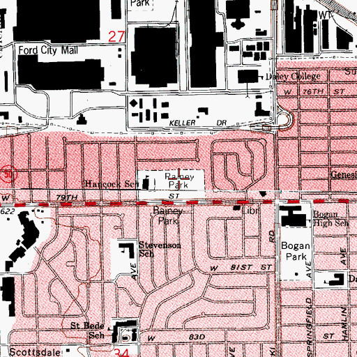 Topographic Map of Rainey Park, IL