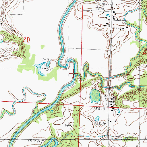 Topographic Map of Ramsey Creek, IL