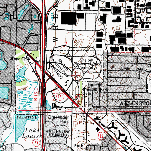 Topographic Map of Randhill Park Cemetery, IL