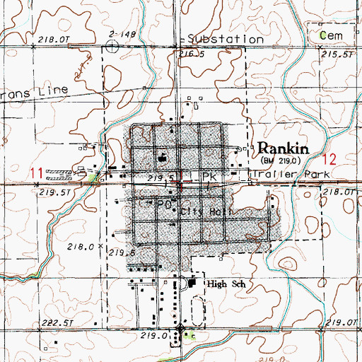 Topographic Map of Rankin, IL